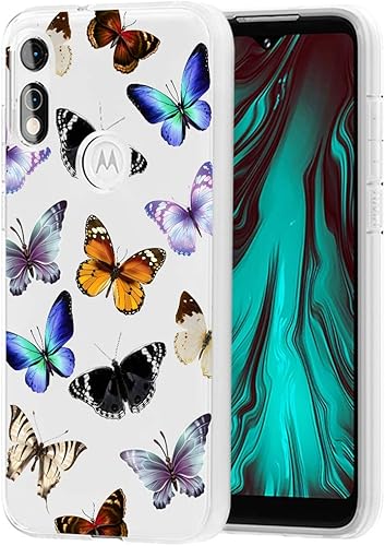 Funda para Moto E 2020, para Motorolaa E 2020, funda de silicona de goma suave TPU flexible transparente para Motorola Moto E 2020 Butterfly TPU