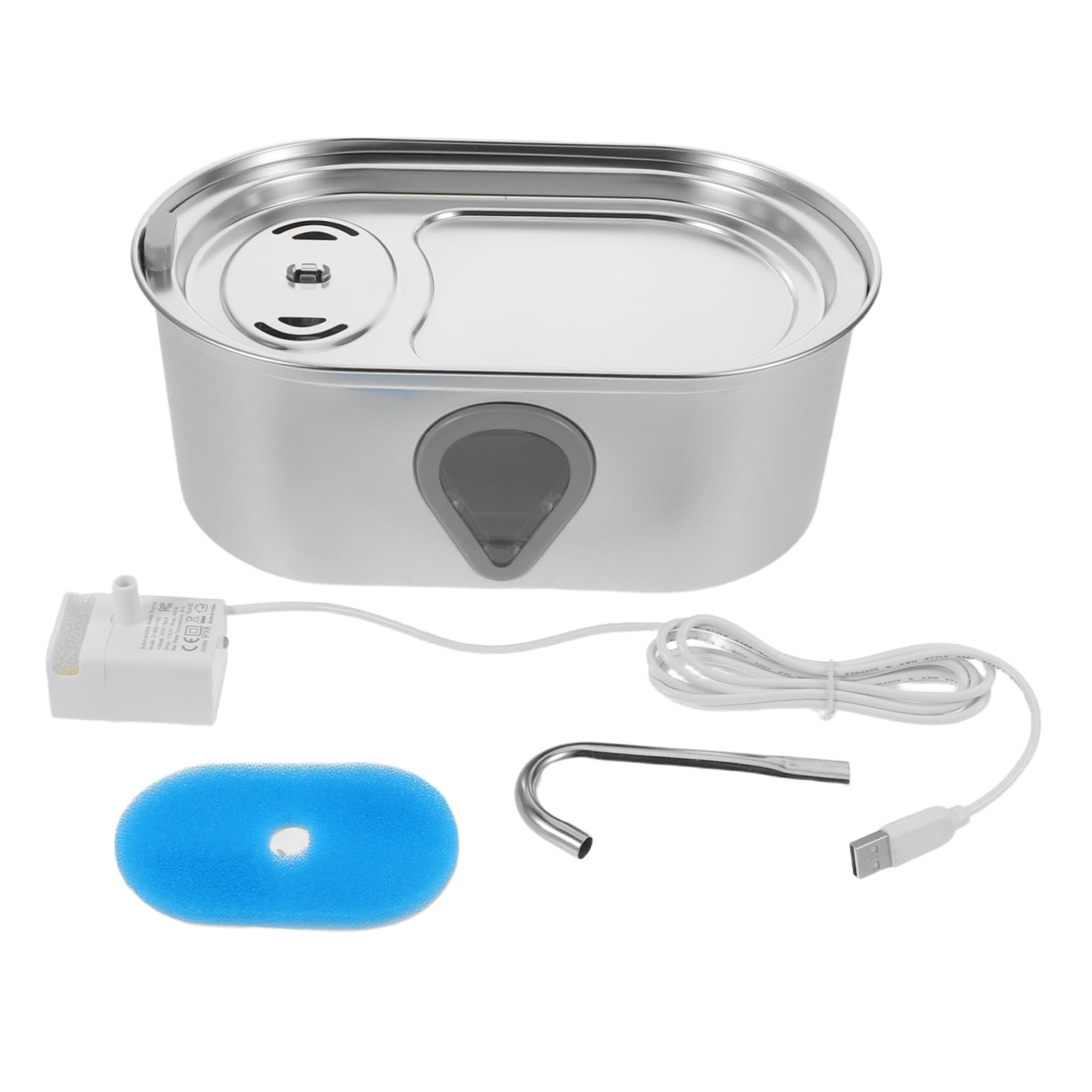 BESTonZON Bebedero Automático para Gatos Acero Inoxidable Dispensador de Agua Recarga USB para Interiores Adecuado para Perros y Gatos Pequeños