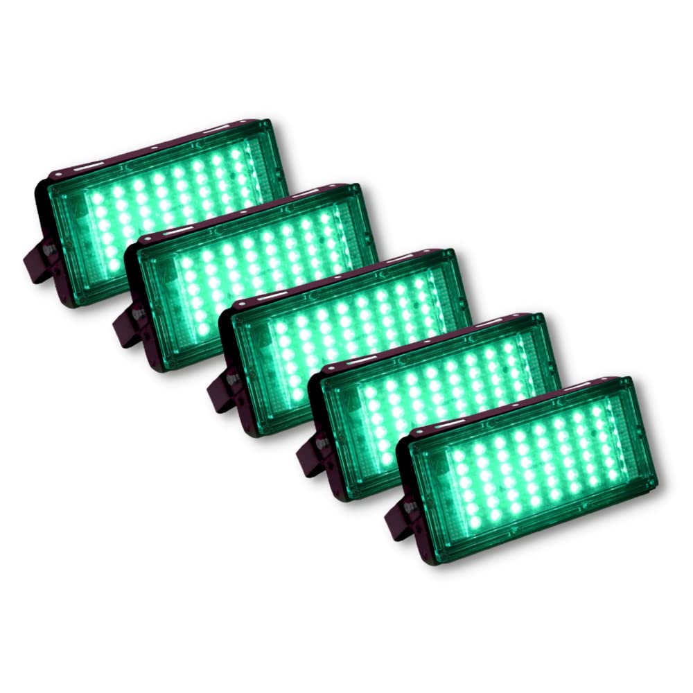 D'Mak 50 Watt Brick Ultra Bright Lens Led Flood Light (Green,Pack of 5)