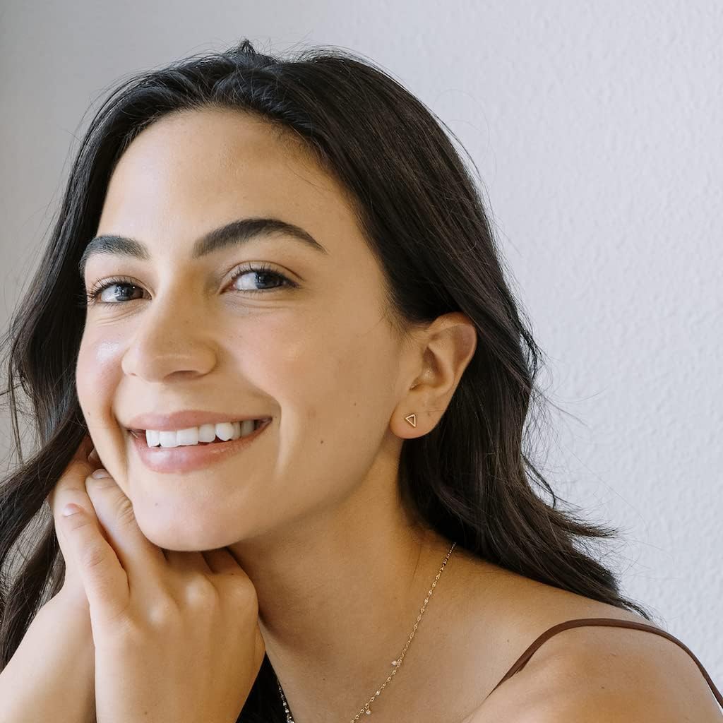 HONEYCAT Mini Outline Triangle Stud Earrings in Gold, Rose Gold, or Silver | Minimalist, Delicate Jewelry