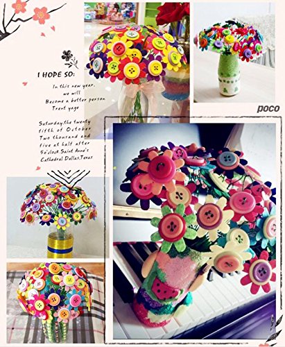 Carykon Diy Craft Iron Wire Button Felt Bouquets Kit, Make 40 Flowers (8-Petal Flowers) #TOP2
