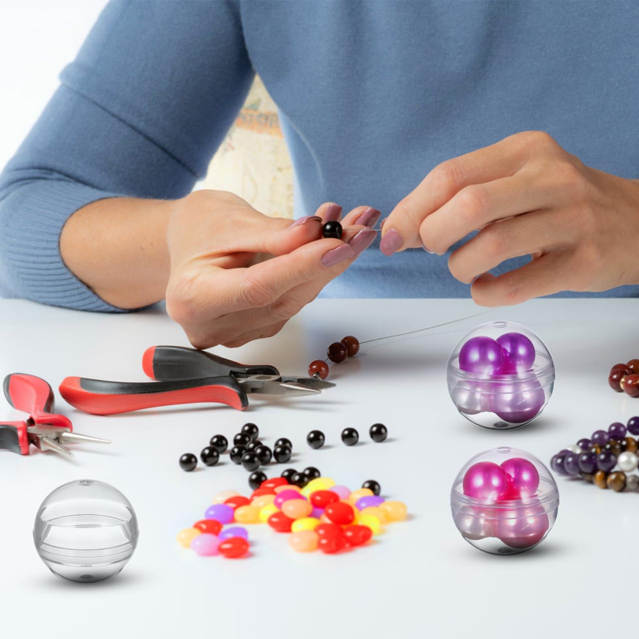 Healifty - Set di 100 palline di Natale in plastica trasparente da riempire - 2,8 cm