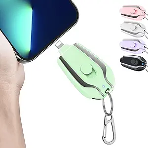 Keychain Portable Charger, 2200mAh Mini Power Emergency Pod,External Fast Charging Power Bank Battery Pack,Cell Phone Charger for 14,13,12,11,Plus,Pro,Max,XS,XR,X,8,7,6,6s,5,4,Green