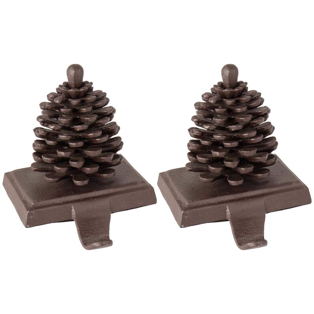 Dibor 2 Cast Iron Christmas Stocking Holder Hanging Hooks with Pine Cone Design - 1.5kg