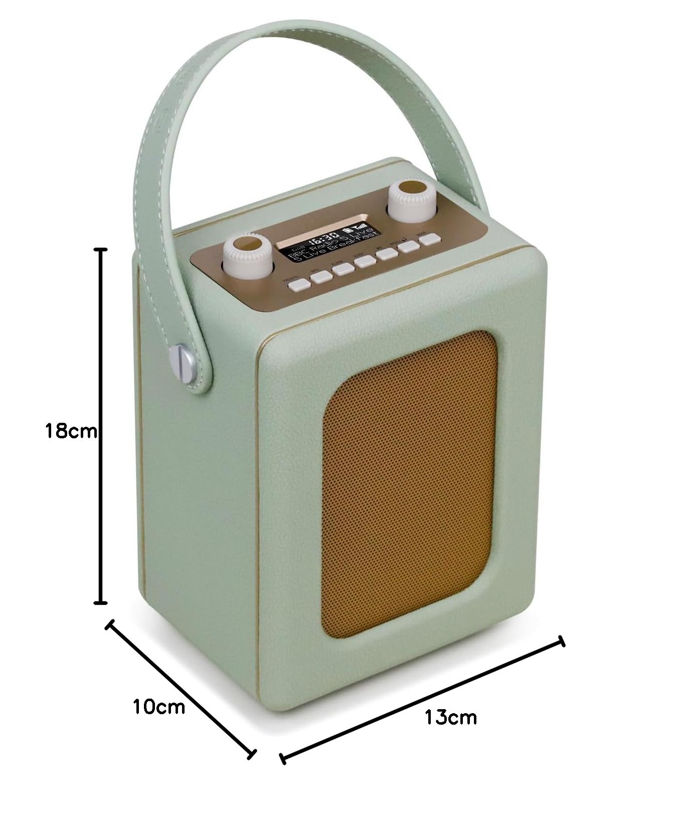 LEMEGA CR9 Tragbares Retro DAB Radio（DAB+, UKW,Bluetooth5.3, 60 Voreinstellungen,Wecker, 2 Weckzeiten, Sleeptimer,Kopfhöreranschluss,Holzetui, Lederoberfläche, Tragegriff）Digitalradio,küchenradio,Grün