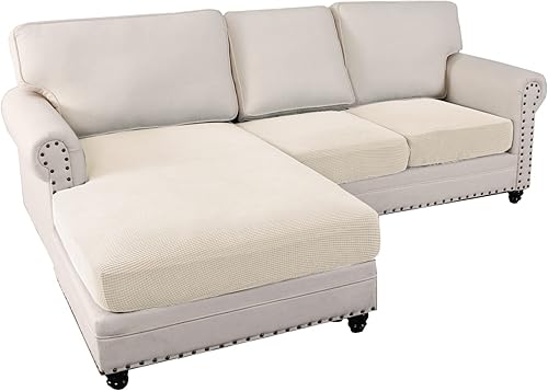Vista 22 de OKYUK Fundas de sofá seccional en forma de L, 3 piezas, fundas de cojín para sofá seccional de terciopelo en forma de L, fundas elásticas para sofá