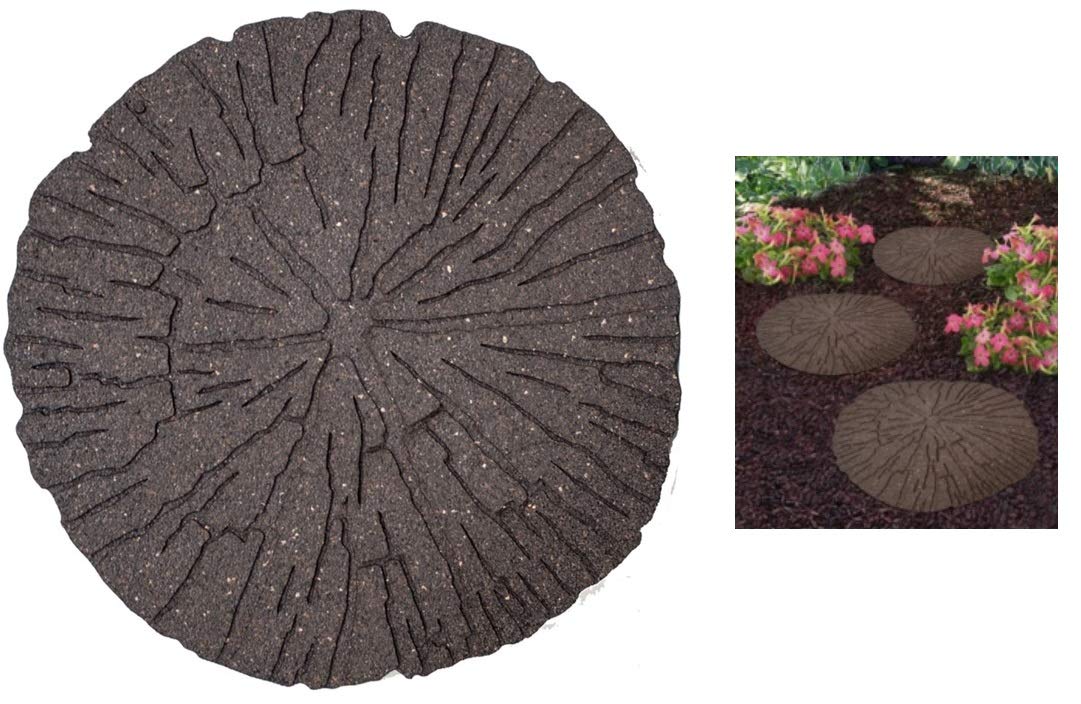 Garden Gear Reversible Stepping Stones Eco-Friendly Cracked Log Effect Ornamental Recycled Rubber for Garden, Path & Patio – 1 Stone 45cm x 45cm (1 Stone)