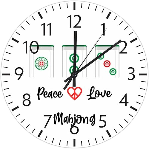 ArogGeld Mahjong - Reloj de PVC con diseño de mosaico reloj colgante de lunares reproductor Mahjong de 88 pulgadas funciona con pilas silencioso sin