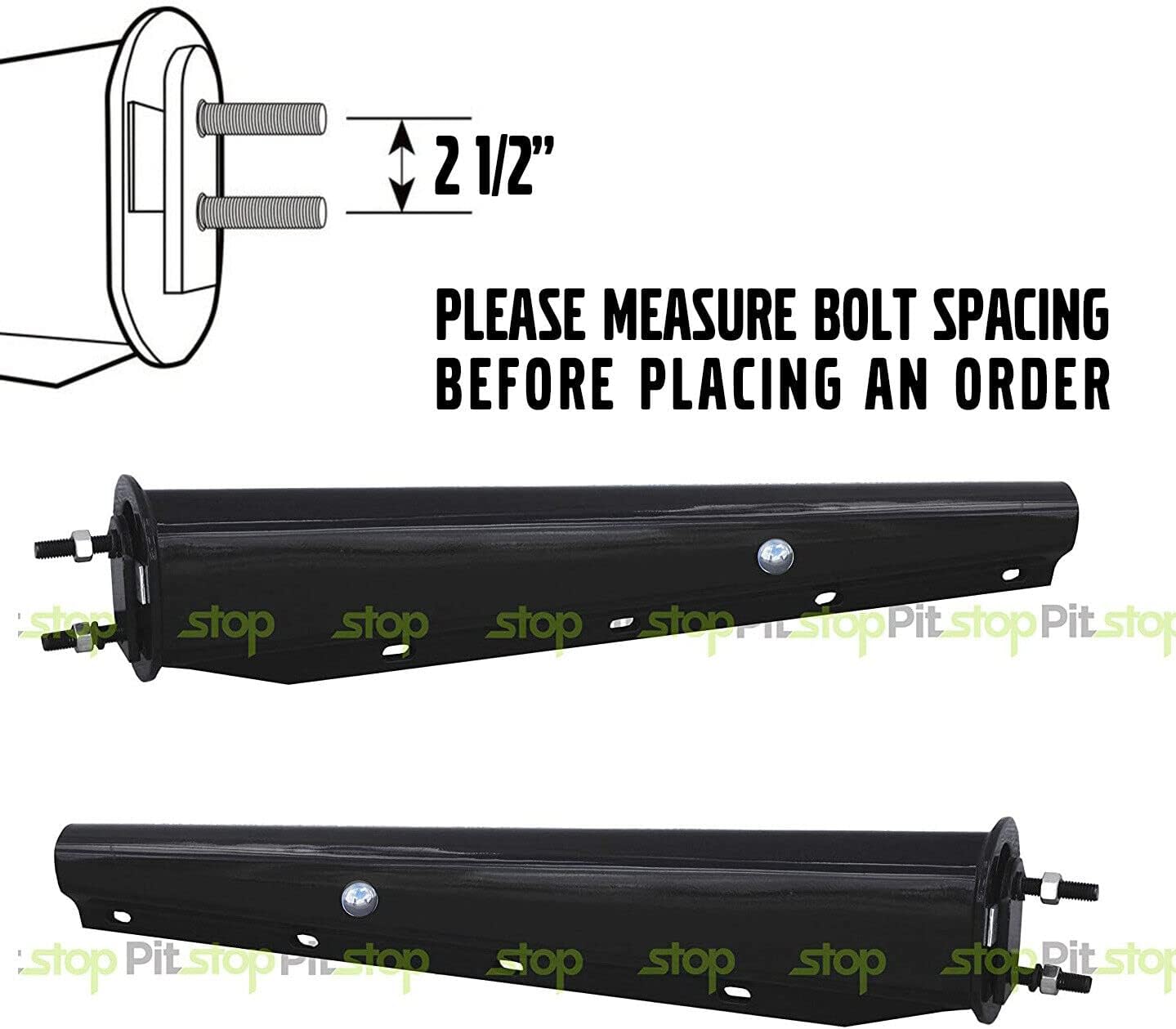 30" Black Straight Mud Flap Hanger 2 1/2" Bolt Pattern Semi Truck Tapered