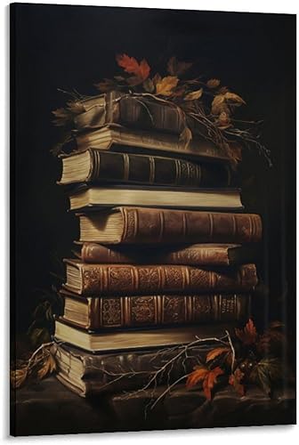 LohxA Rustikale Herbst Dekor Wandkunst Buchkunst Stillleben Stimmungsvolle Wandkunst Druckbare - Póster vintage para estética de habitación, póster