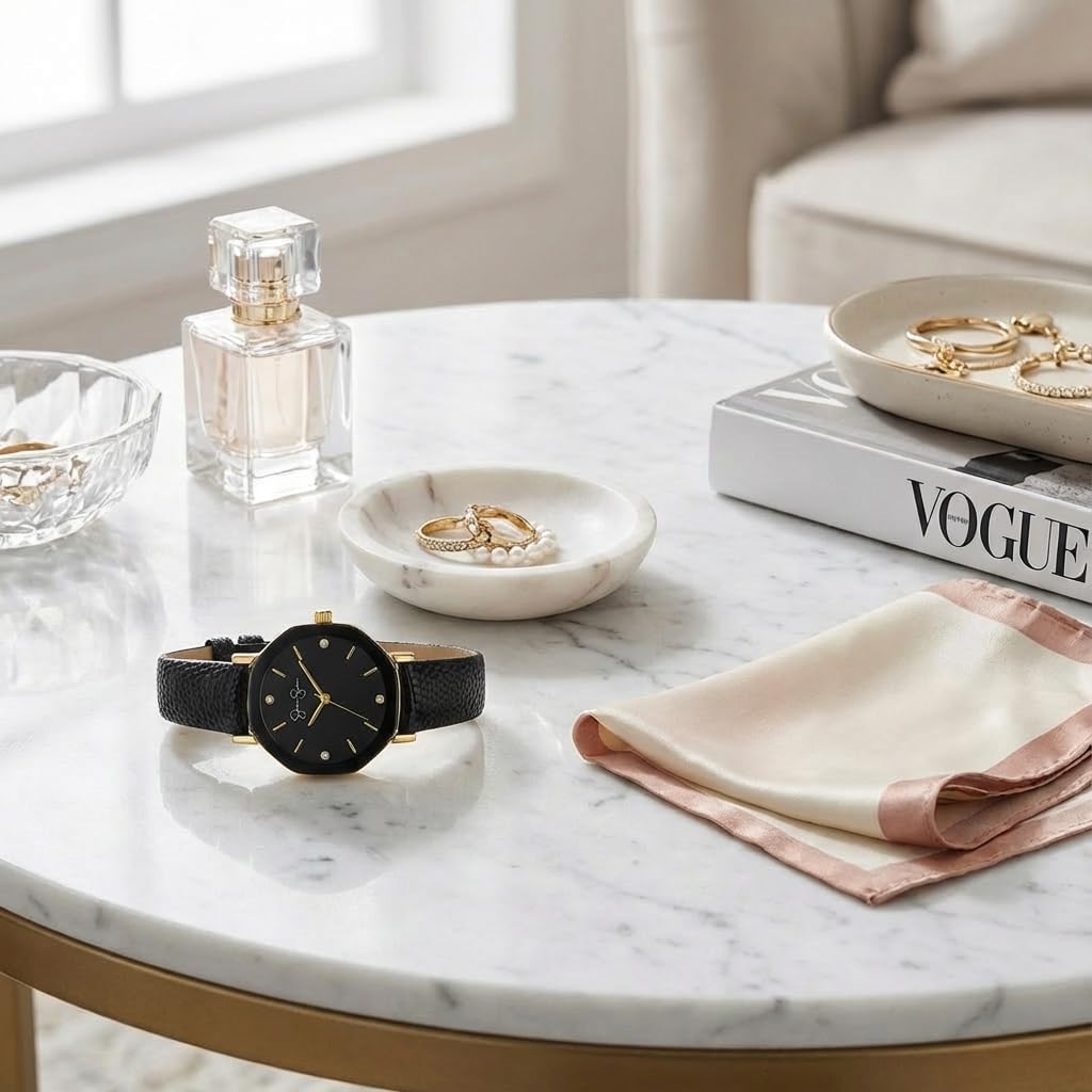 Jessica Simpson Women's Leather Band Watch, Octagong Faceted Crystal Dial, Classic Quartz Movement, Elegant Dress Watch for Women - Image 9