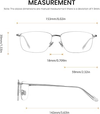Cyxus Minimalist Stainless Blue Light Blocking Glasses Woman Men, Square Eyewears Anti-Glare Computer 8342