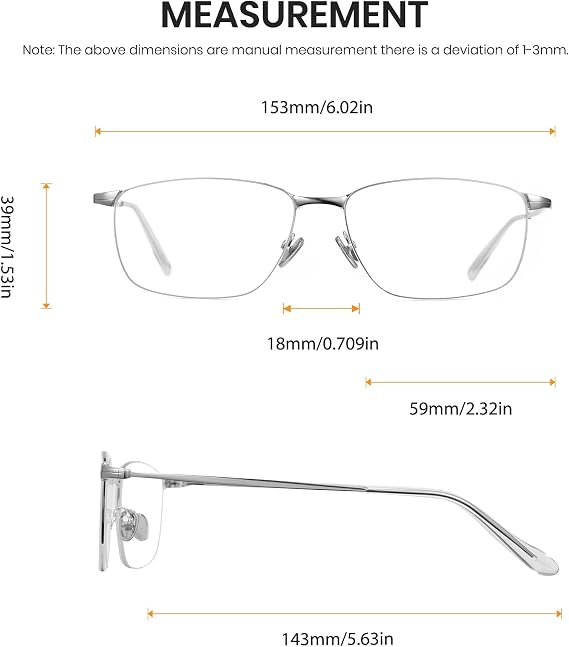 Cyxus Minimalist Stainless Blue Light Blocking Glasses Woman Men, Square Eyewears Anti-Glare Computer 8342