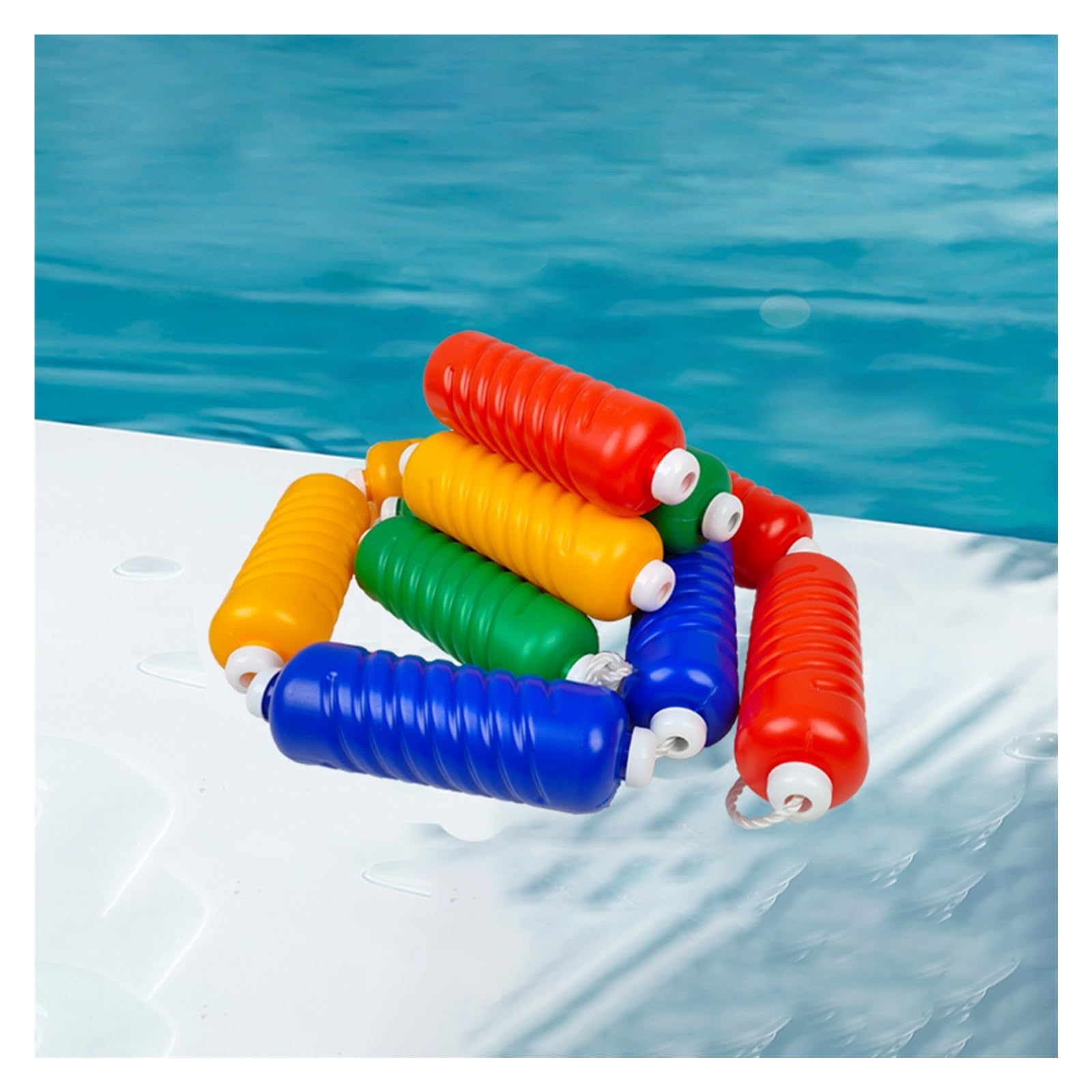 Corde de sécurité de piscine rouge jaune bleu blanc à grands flotteurs