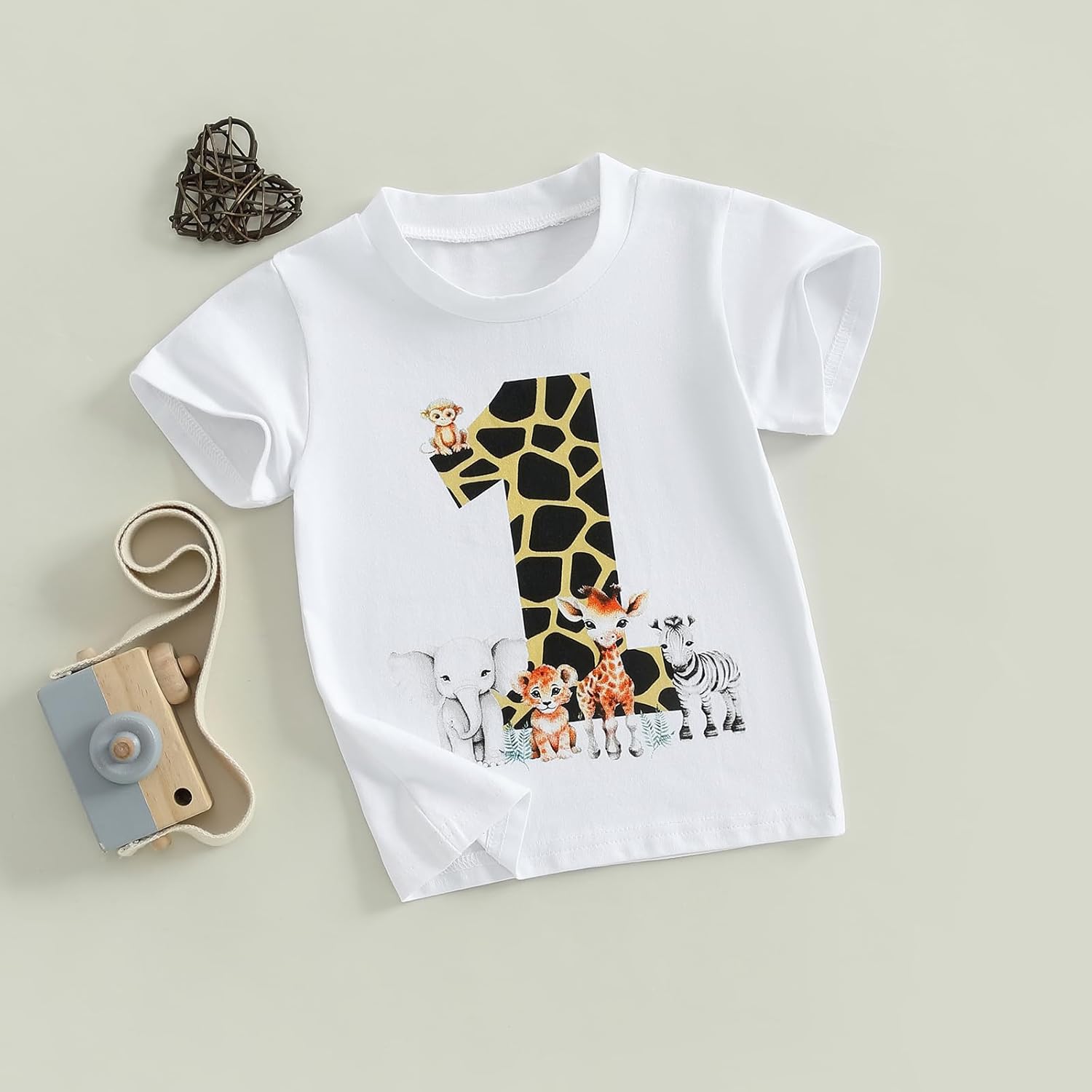 Infant Baby Boys Girls First Birthday Outfit 1st Birthday T-Shirt Wild One Safari Zoo Jungle Animals Shirt - Image 3