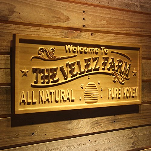 ADVPRO wpa0431 FARM Name Personalized Honey Bee Decoration Wood Engraved Wooden Sign - Large 26.75 x 10.75