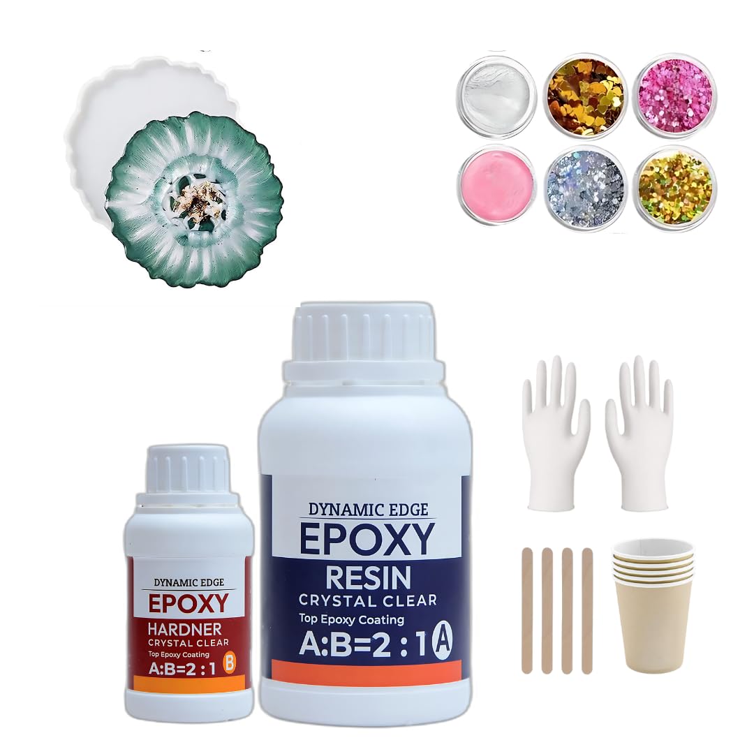Epoxy Resin - 2:1 Epoxy Resin and Hardener Art Kit Crystal For Art and Craft Home Dcor Projects, Gloves & Sticks, epoxy resin art kit (EPOXY RESIN 150 G WITH MOULD)-image-29
