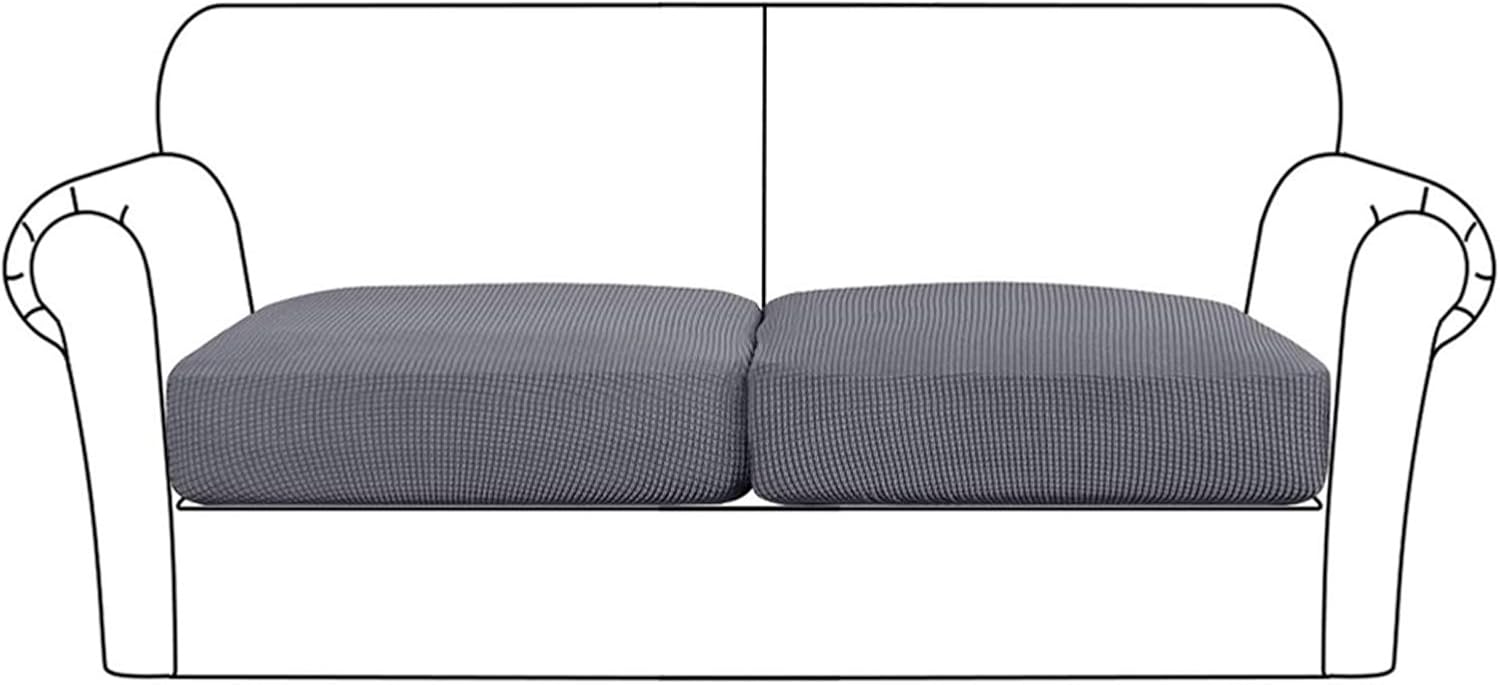 GAEA.TEX Couch Cushion Covers for Individual Cushion Couch Stretch Durable Washable Sofa Seat Cushion Slipcovers Protector for Living Room (2 Pieces, Gray)