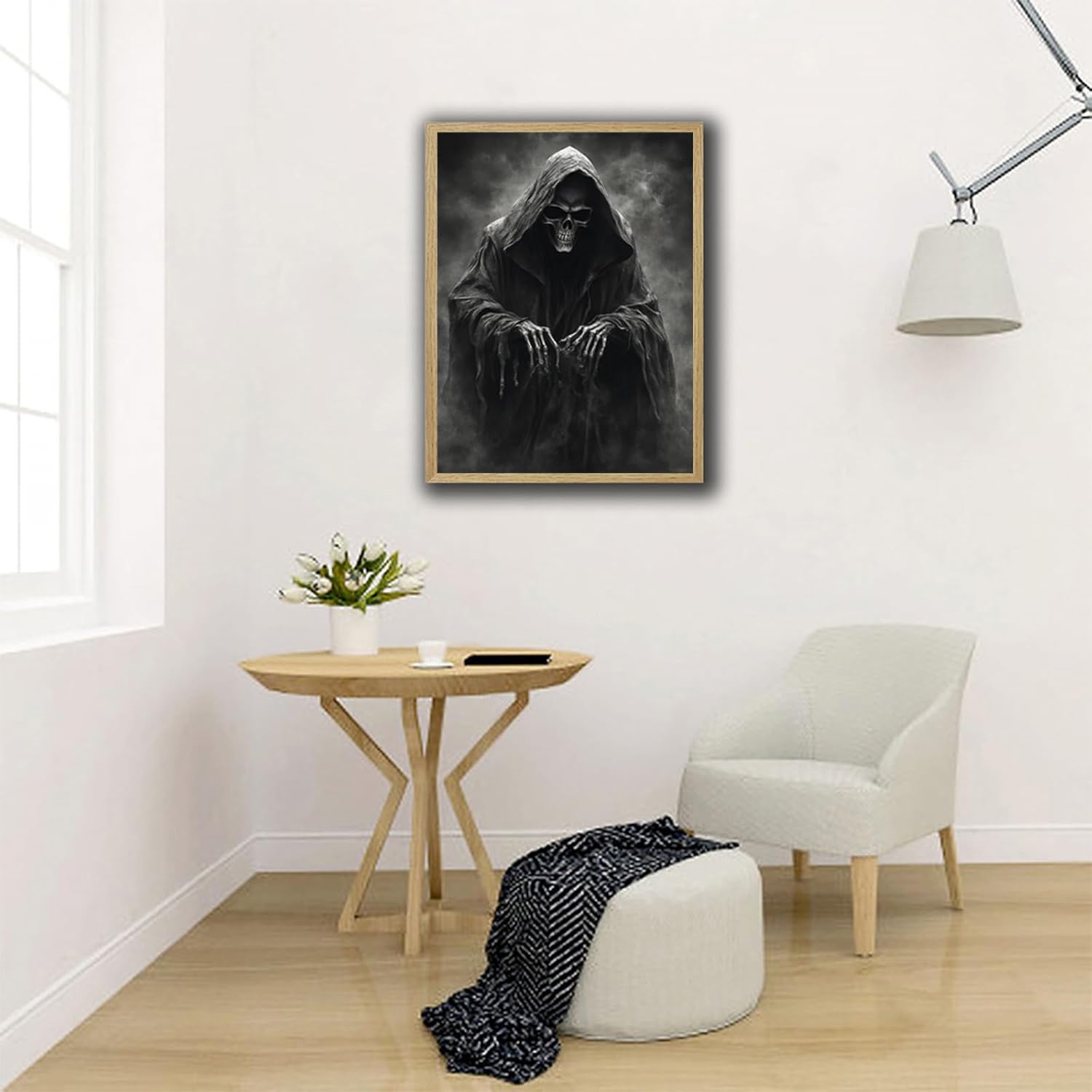 TUTUMAY21 Christmas Gift Grim Reaper 5D Diamond Art Painting Kits for Adults Beginner DIY Flowers Full Drill Gem Art and Crafts for Home Wall Decor for New Year Valentine's Day 12x16 inch