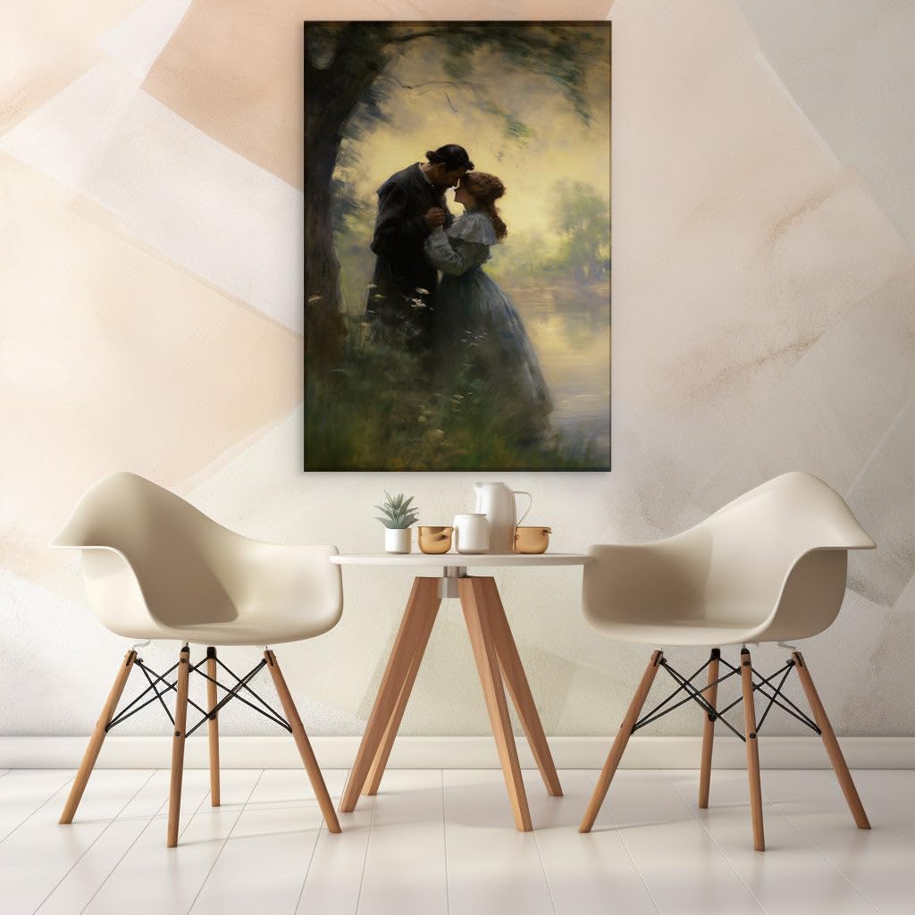 Canvas for Living Room. Whispers of Romance by The Riverside in Timeless Attire, 27 x 18 inch Canvas Wall Art - Modern Home Decor