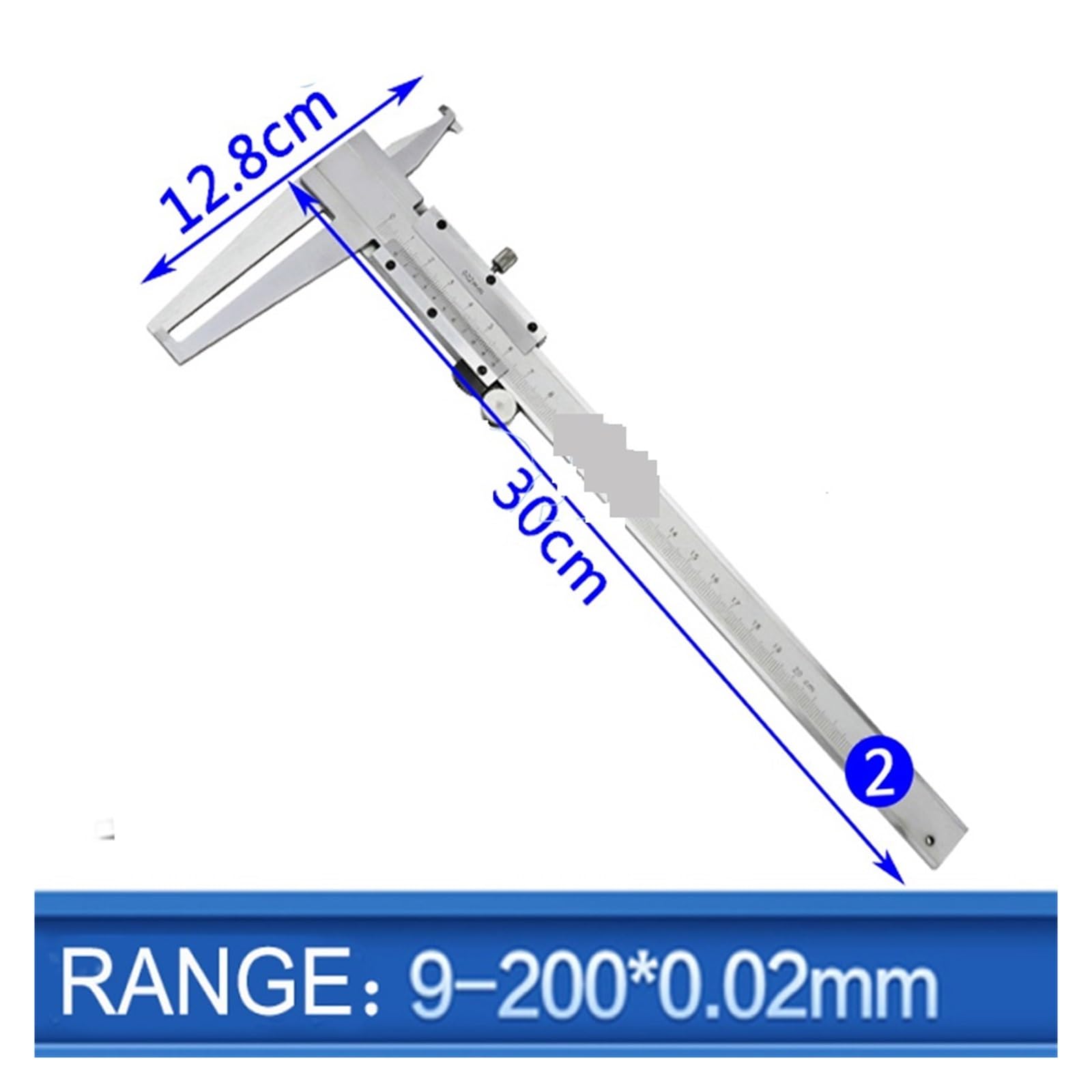 9-150mm/200mm/300mm 0.02mm Suwmiarka Z Noniuszem Wewnętrznym Rowkiem Długie Pazury Dwukierunkowe, Odporne Na Wstrząsy Narzędzia Pomiarowe Precyzyjne Czytanie(9-200mm vernier)