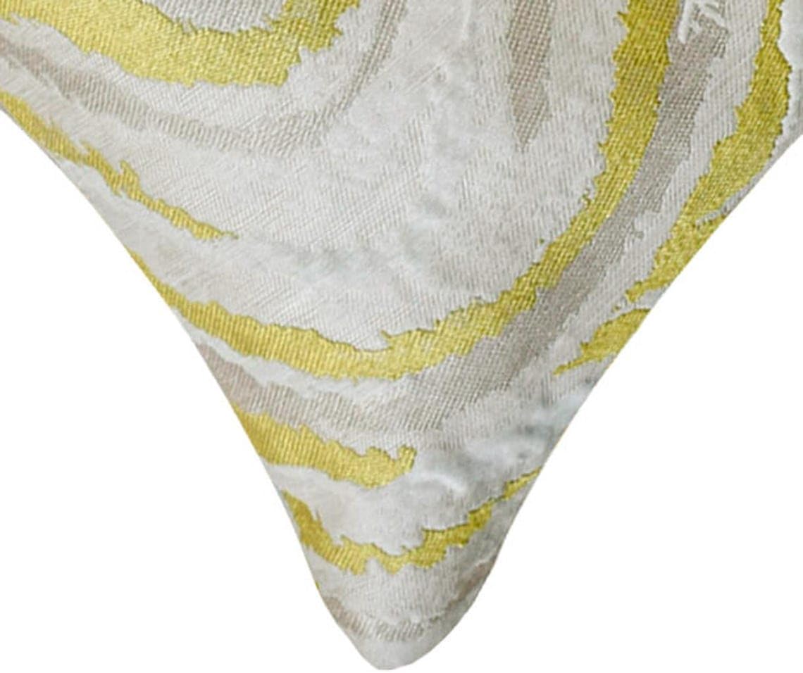 Yellow Decorative Throw Pillow Cover 14"x14" |Jacquard Cushion Cover Abstract | Minimal Modern Decor, Textured, Marble Pillow Cover Pillowcases for Couch, Sofa Bedroom & Living Room - Fluid Yellow