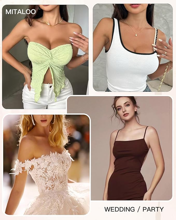Image of MITALOO Seamless Adhesive Bra Sticky Strapless Invisible Push up Bras Silicone Backless Nipple Cover for Women Nude Black
