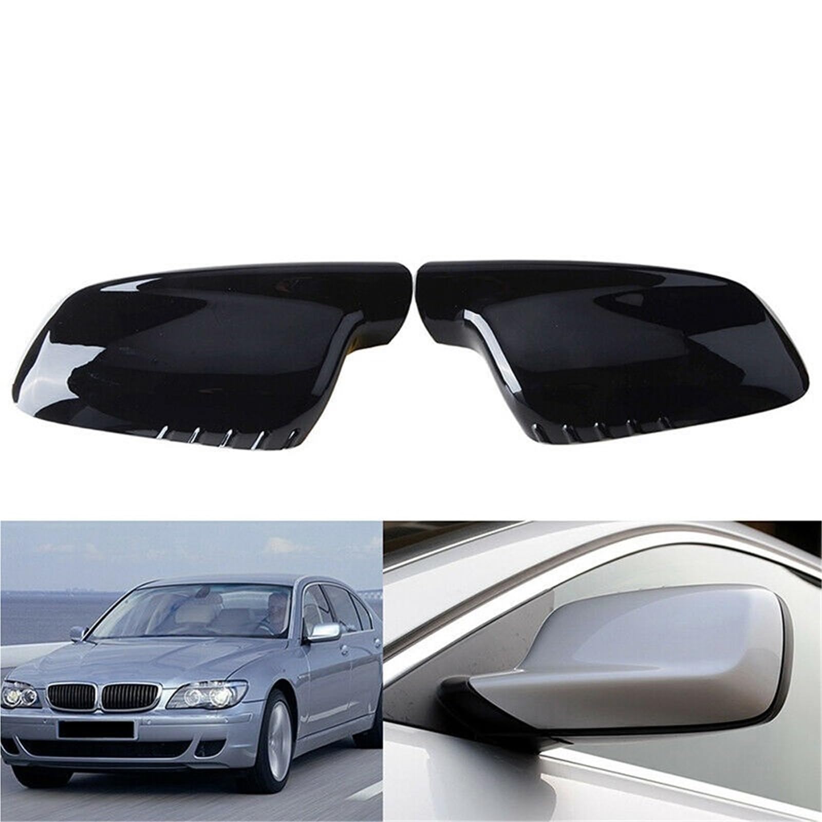Rückspiegel Abdeckung Für E46 E65 E66 330Ci 745i 750i 750Li | 1 Paar Rückspiegelabdeckungen Für Flügel- Und Seitenspiegel, Glänzend Schwarz(Carbon)