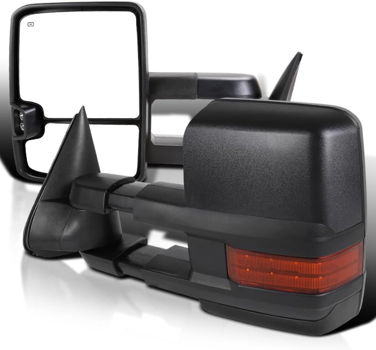 Spec-D Tuning Amber LED Signal Power Heated Manual Fold Towing Mirrors Compatible with 1988-1998 GMC C/K 1500 2500 3500, 1992-1999 Yukon Suburban Left + Right Pair