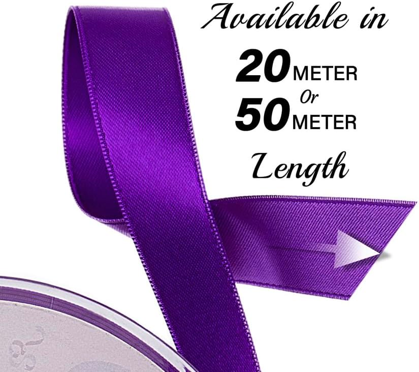 SR- Full Reel 10mm Double Faced Satin Ribbon, 20 Metres on Reel - Purple