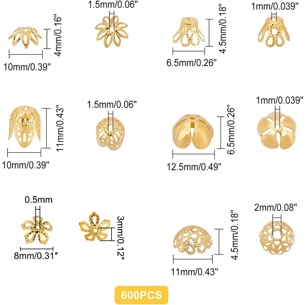 600 Pini Per Orecchini In Ottone - 5 Taglie (20-50mm), Testa 2mm, Oro E Argento - Foto 9