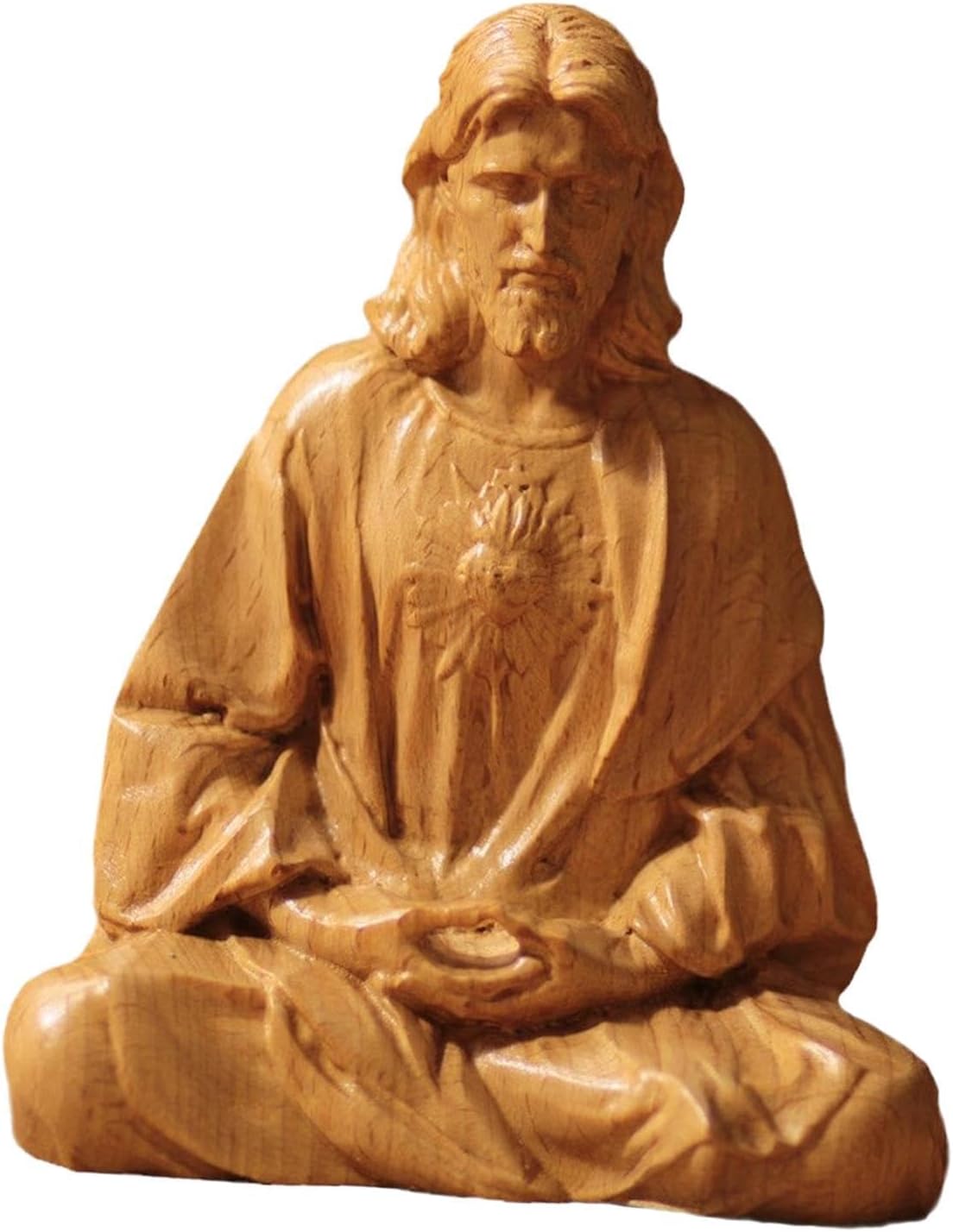 Fenteer Jesus Statue, Meditating Jesus Figurine, Handmade Resin Ornament Religious Sculpture, Easter Christmas Desktop Decoration, Meditation Statue for Home Desktop Shelf Decor, Style A 15cm