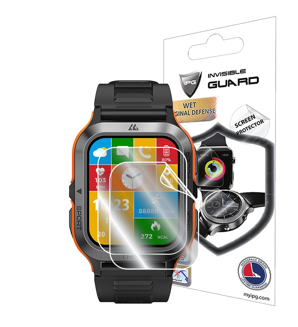 IPGfor KOSPET M2 Smart Watch Hydrogel Screen Protector (2 Units) Invisible HD Clear Film Anti Scratch Guard-Smooth/Self-Healing/Bubble for M2