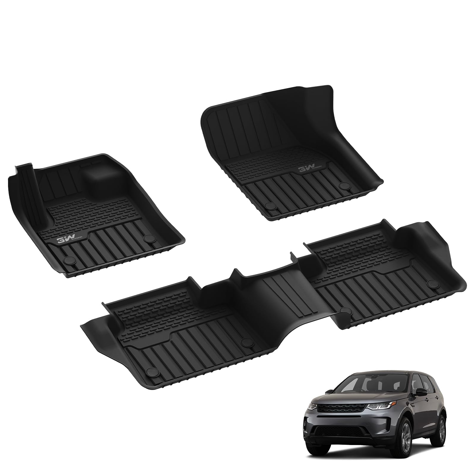 3W Fußmatten für Land Rover Discovery Sport L550 2020-2026 | TPE Thorex™ Allwetter | 3D Maßgeschneiderte Passform | Hundefreundlich Auto Zubehör | Wasserdicht & Kratzfest | Antirutsch