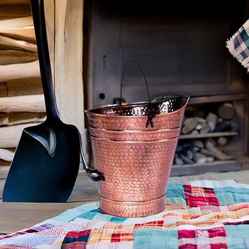 Miniatura 6 de Oakestry Cubo grande de pellets de carbón hodcubo de pellets de cobre acabado de ceniza cubo de pellets contenedor para chimenea Acabado chapado en