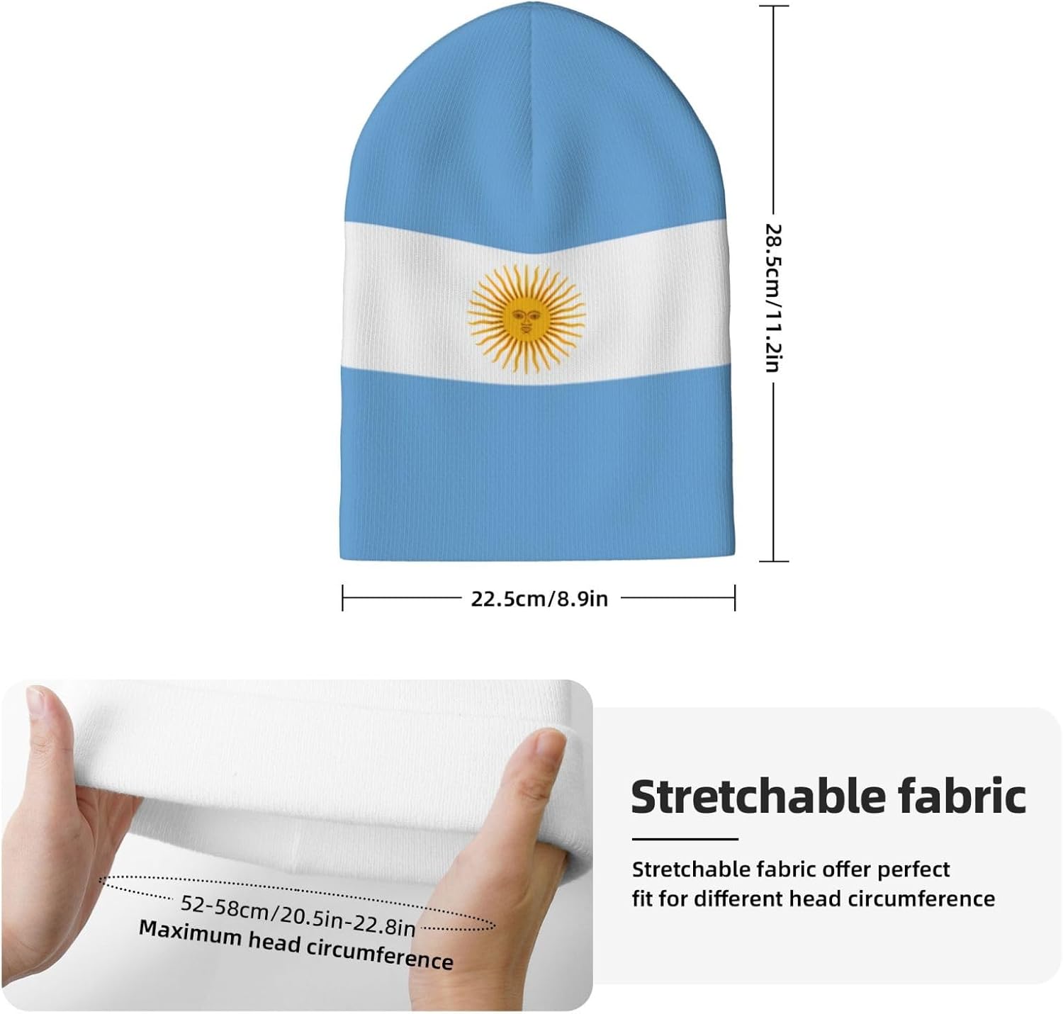 Cute Flag Slouchy Beanie Hats Hip Hop Soft Running Knitted Skull Hats Cap for Men Women Adult - Image 2