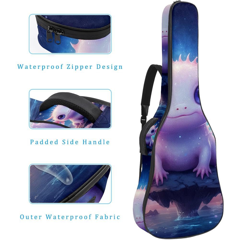 Gitarrentasche, volle Größe, 99 cm, 101,6 cm, 104,1 cm, für Akustikgitarre, Konzertgitarre, 10 mm dick, gepolstert, Cyanblau, Marmor, wasserdicht, mit Tasche, verstellbarer Schultergurt