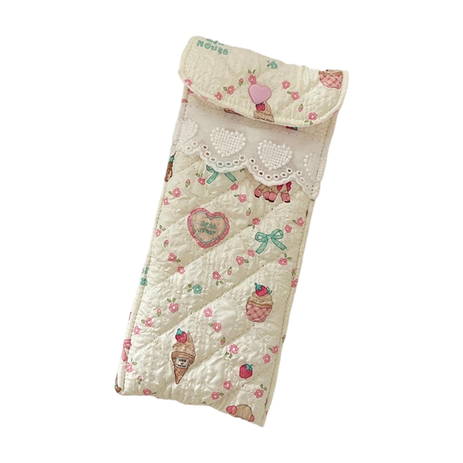 Jazuaiao Delicate Cotton Glasses Bag with Elegant Prints Her Sturdy and Practical Small Cosmetic Storage Bag