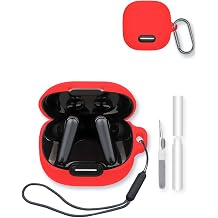 Case for Anker Soundcore Liberty 4 NC True Wireless Earbuds,Soft Protective,BOVUGAC Silicone Case Cover with Keychain & Cleaning Kit & Lanyard for Anker Soundcore liberty4 NC-Red