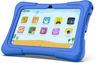PRITOM Tablet for Kids, 7 inch Kids Tablets with WiFi, 32GB ROM, 2GB RAM, Bluetooth, Camera, Parental Control, Pre-Installed APPs, Games, Learning Educational Toddler Tablet with Case, Blue