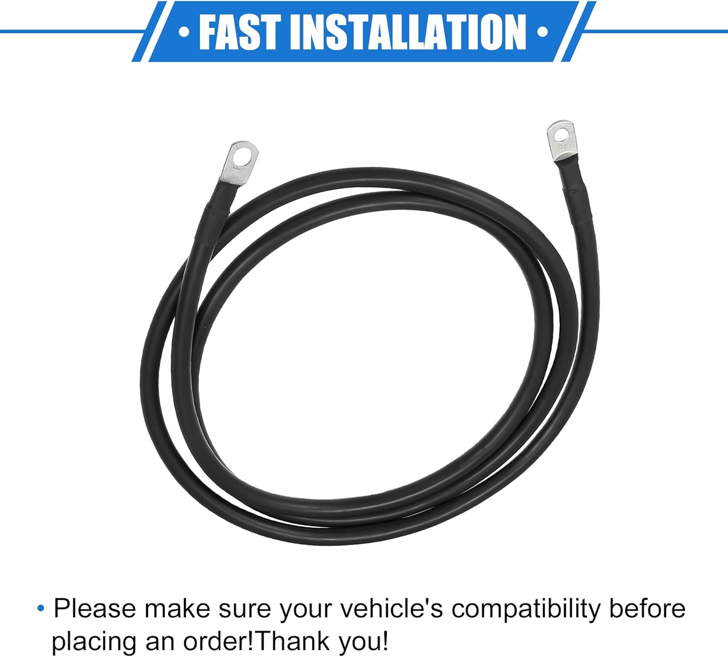 1 Pair Copper Battery Inverter Cables, 2 AWG Gauge 7ft Battery Cable Universal for Car Vehicle RV Solar Application Durable Pure Copper Black Red with 3/8" 5/16" Ring