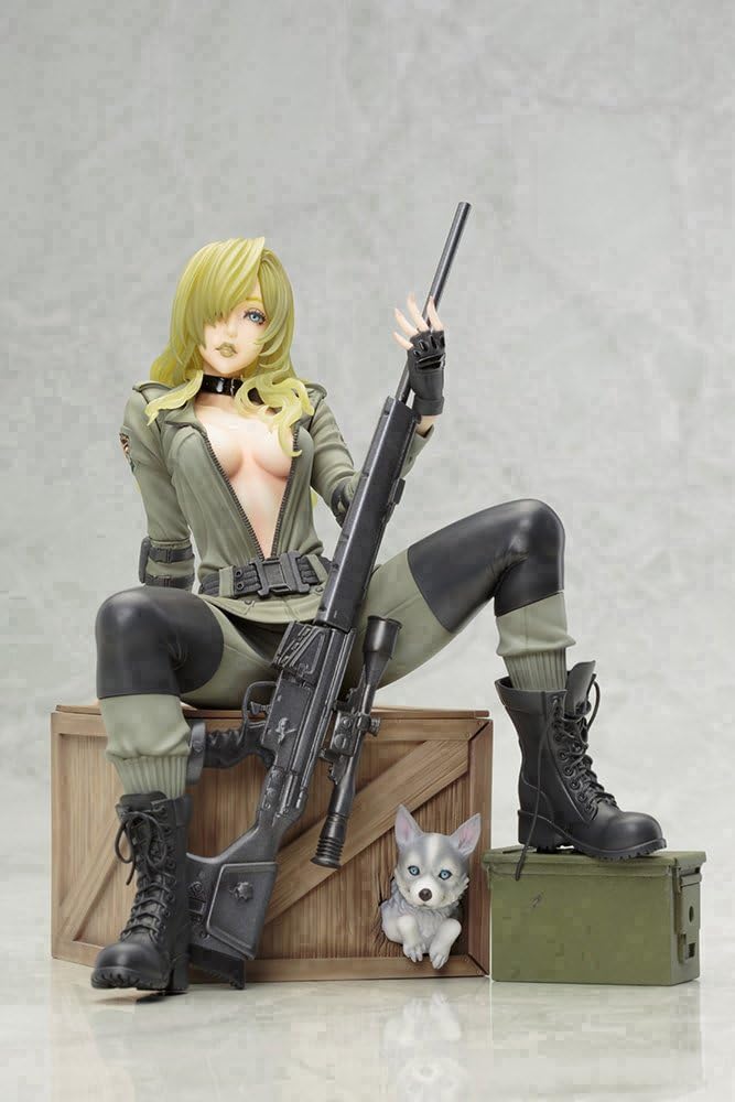 Full view of the Sniper Wolf figure from the front, showing her seated pose and rifle.