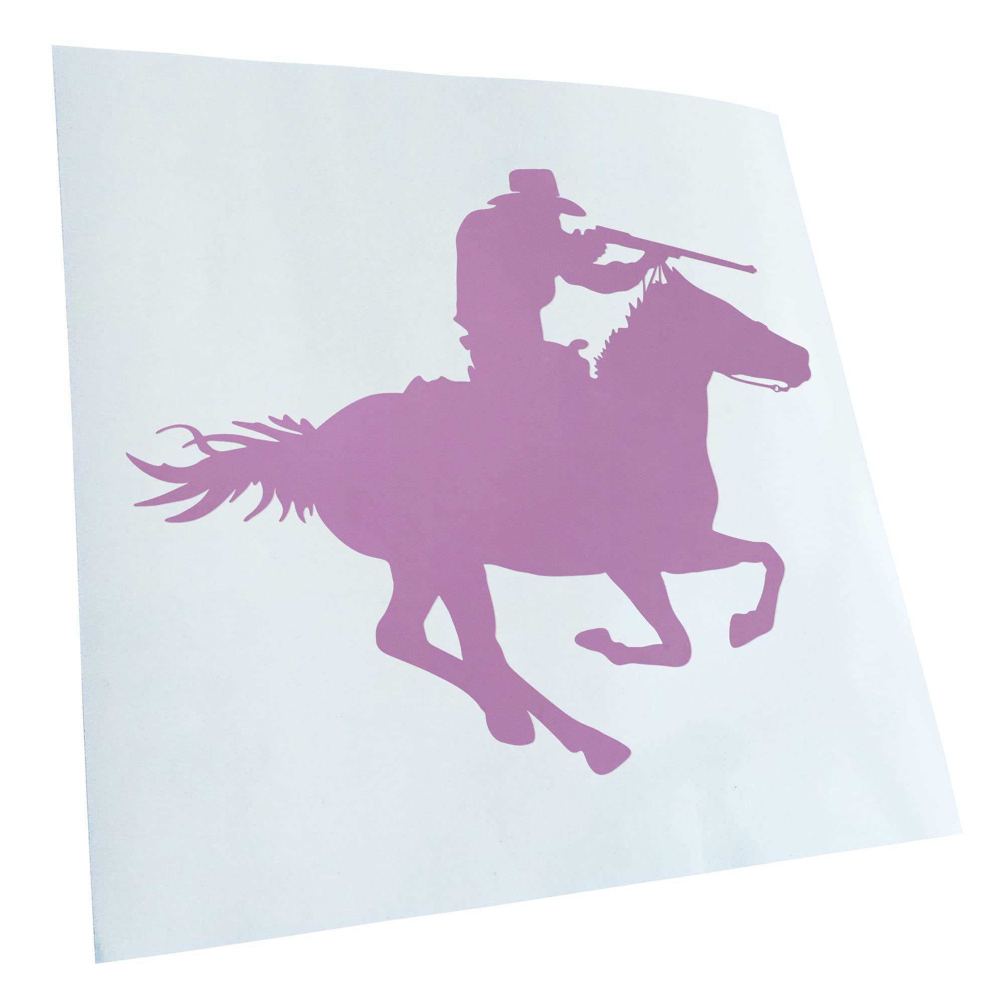 Kiwistar - Car Sticker - Lilac - 40 x 33 cm Cowboy with Horse Shooting Sticker for Car, Laptop, Bicycle, Truck, Motorcycle Multicoloured JDM Decal Racing