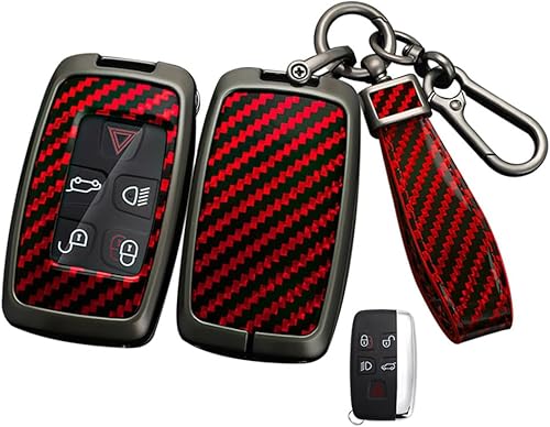 Miniatura 1 de ontto Funda para llavero con patrón de carbono para Land Rover LR2 LR4 Fit para Range Discovery Evoque Fit para Jaguar F-Type XJ XF Smart Remote
