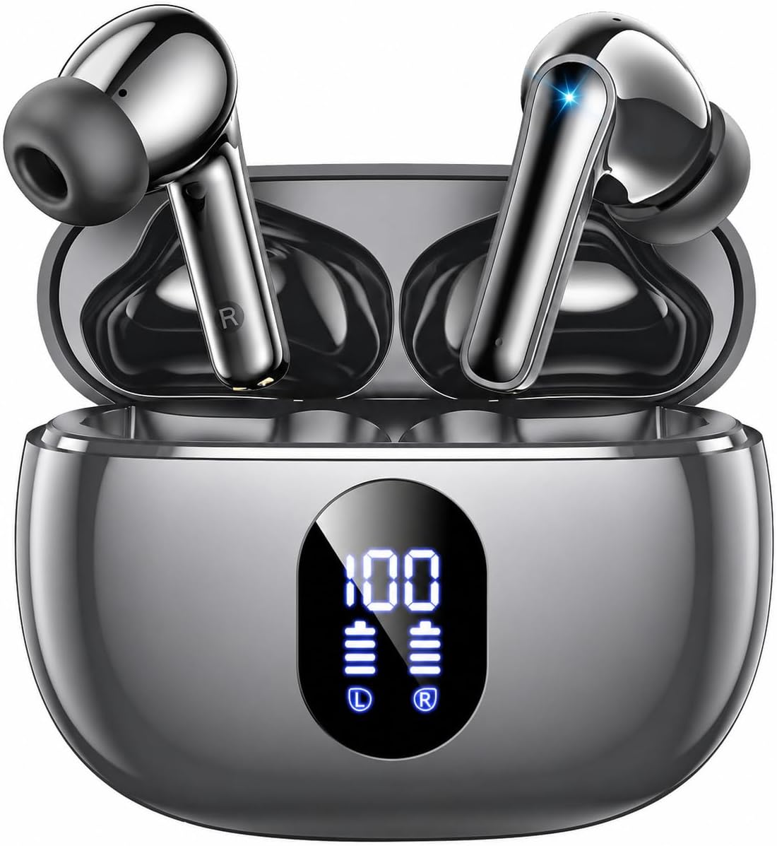 ZZU Wireless Earbuds, Bluetooth Ear Buds with Big Bass Stereo Sound, 48 Hours Playtime, Lightweight in-Ear Fit Earphones, IPX7, Hands-Free Calls with AI for iPhone, Android, Pad, Sports, Workout