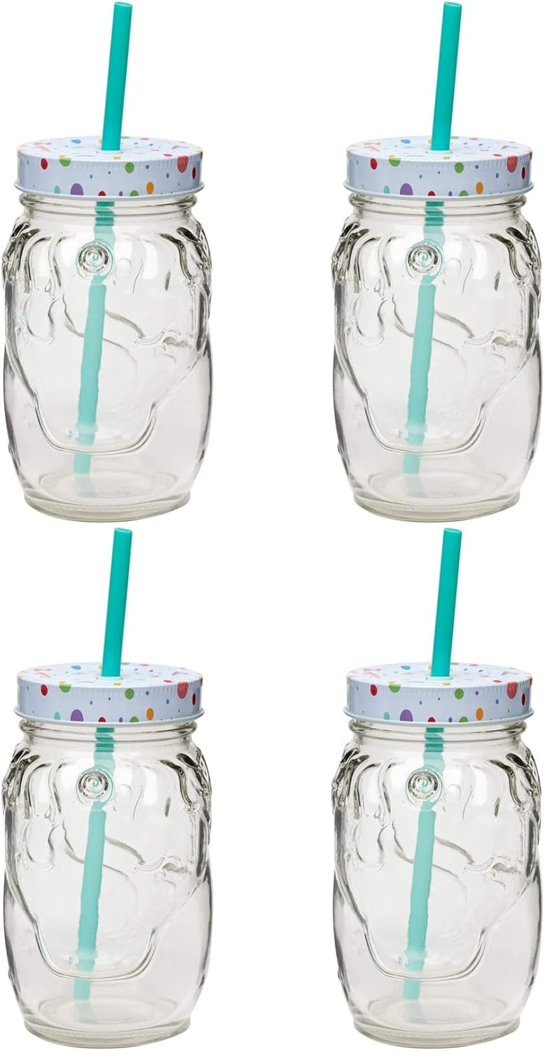 Amici Home Unicorn Mason Jar Glass Drinking Jar with Lid