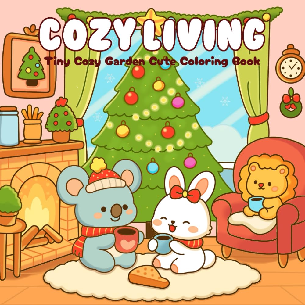 Cozy Living Coloring Book: Tiny Cozy Garden Cute Beautiful Floral Designs Bold and Easy Coloring Book for Kids and Adults with Cozy Scenes, Famous Monuments, and Relaxing Vibes