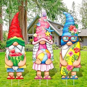 Umigy 3 Pcs Summer Yard Sign 32 x 10 Inch Outdoor Summer Yard Decor with Stakes Watermelon Beach Ball Surfboard Gnome Lawn Sign Outside Outdoor Decor for Home Pathway Walkway Umigy 3 Pcs Summer Yard Sign 32 x 10 Inch Outdoor Summer Yard Decor with Stakes Watermelon Beach Ball Surfboard Gnome Lawn Sign Outside Outdoor Decor for Home Pathway Walkway