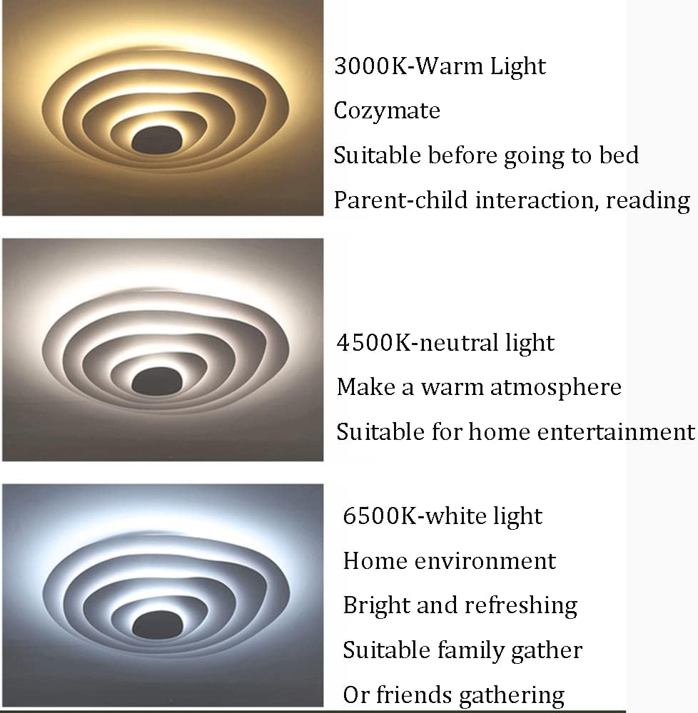Energy-Saving Fixture Led Ceiling Light Easy to Install Led Ceiling Lamp Panel Modern Ceiling Lighting Dimmable 3 Colfor Learning Room, Tea Room, Bathroom, Ceiling Light/White/62Cm