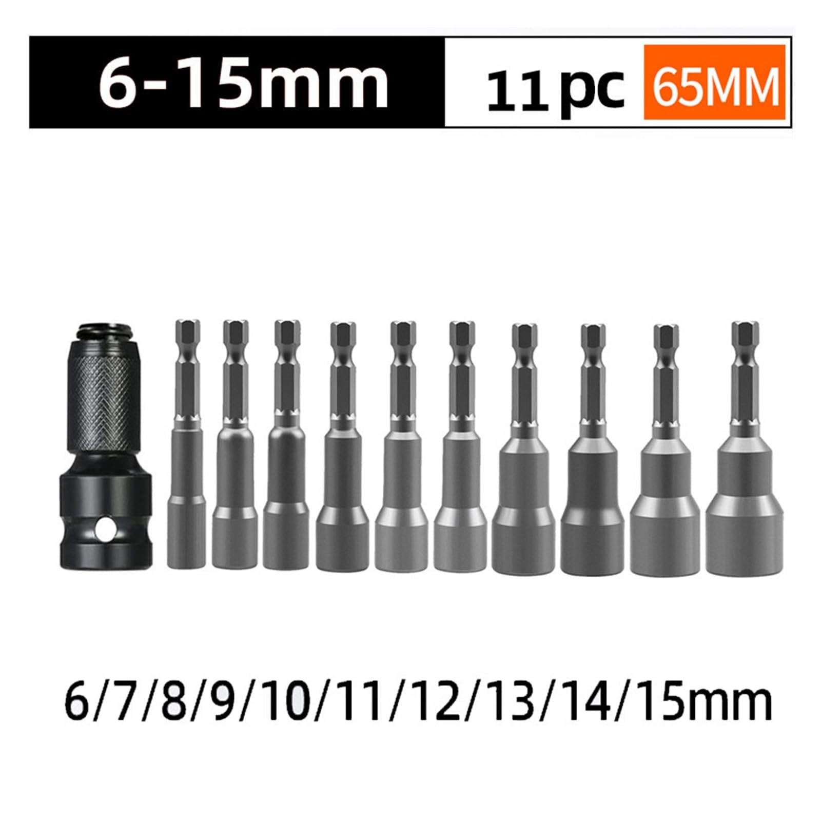 Zestaw adapterów nasadowych 1/5.1 cm na 1/10.2 cm, 11 szt., magnetyczny konwerter z grzechotką, narzędzie do szybkiego zwalniania do gniazd napędowych 6-15 mm, trwała tuleja klucza